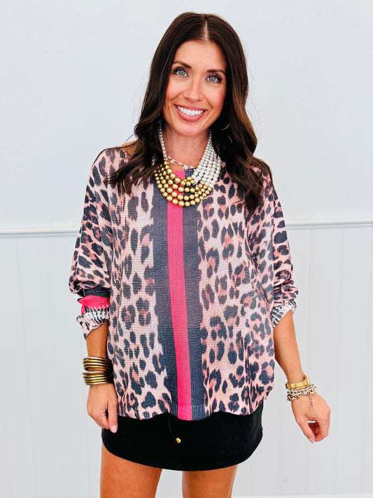 Leopard Striped Pullover Top (One Size)