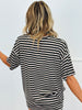 Black/Taupe Striped Lyocell Tee Top (Reg.)