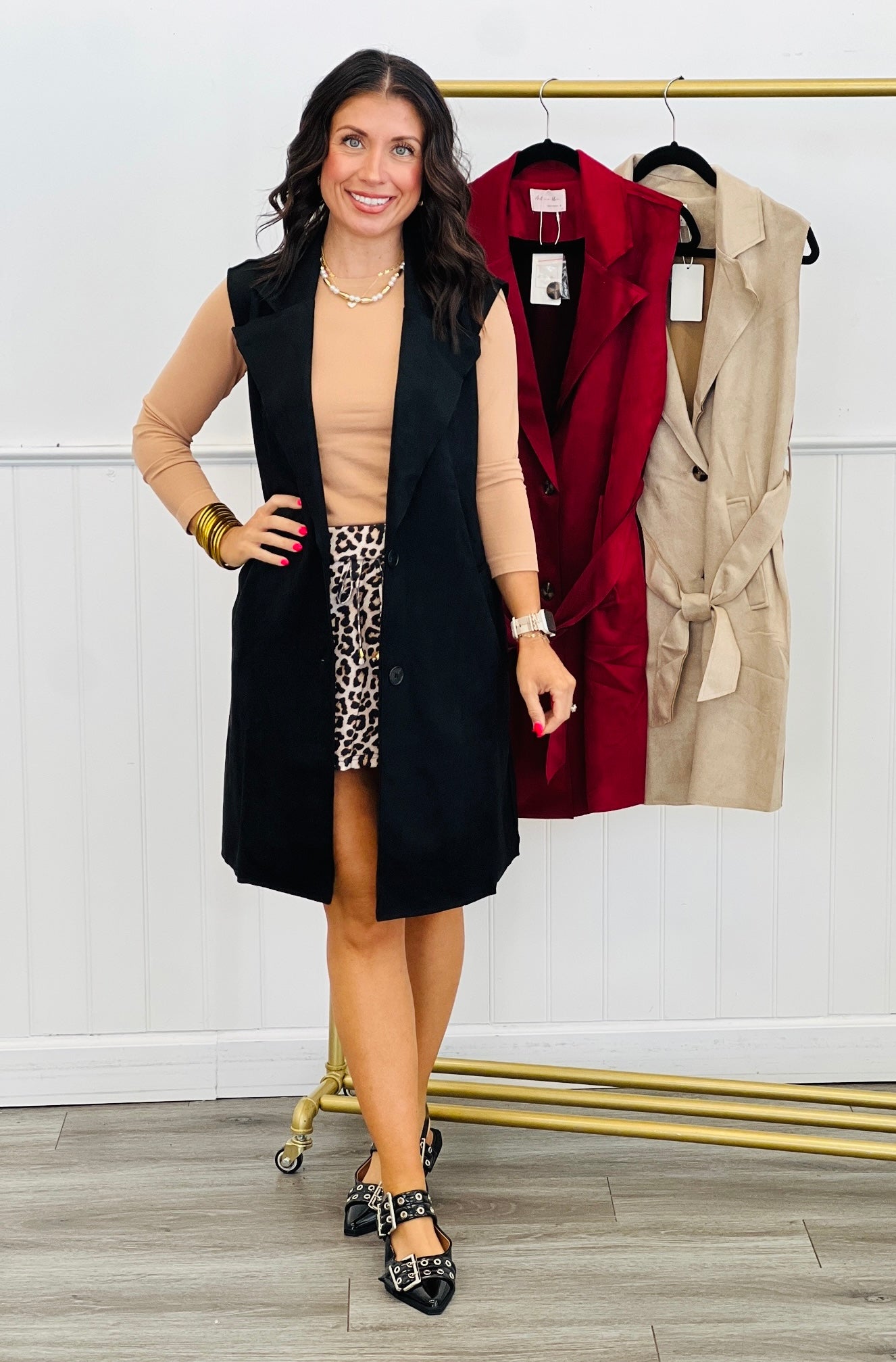 Faux Suede Longline Belted Vest (Reg & Plus)-3 Colors