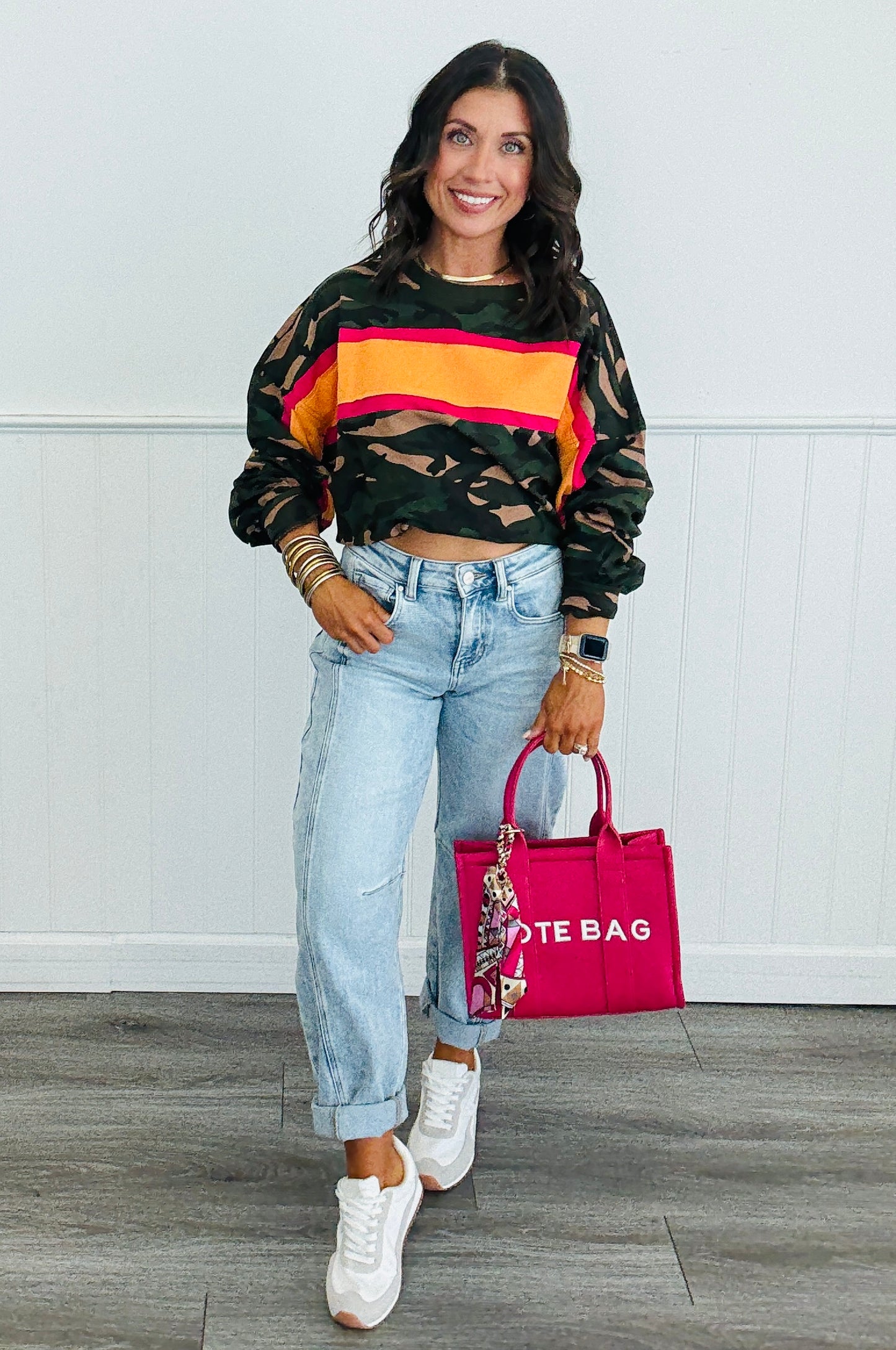 Camo French Terry Color Block Top (Reg.)