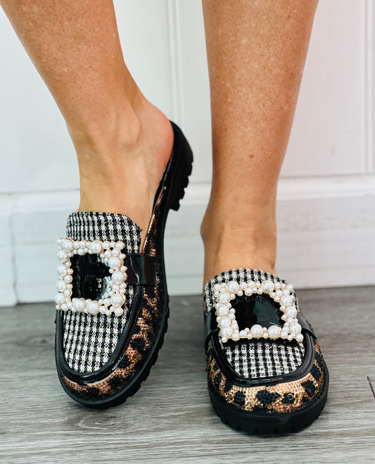 Betsey Johnson Grayce Leopard/Houndstooth Slip-on Loafer