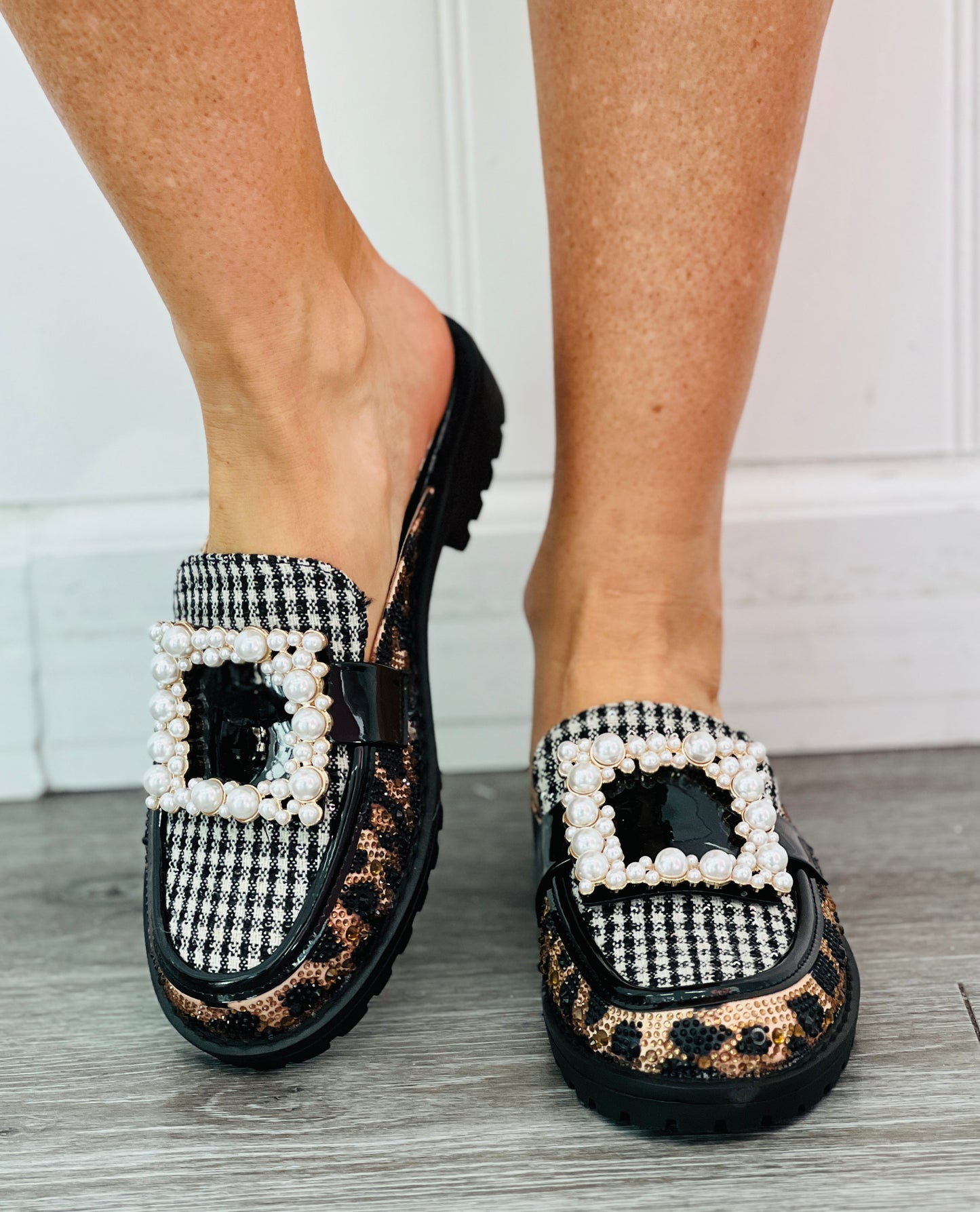 Betsey Johnson Grayce Leopard/Houndstooth Slip-on Loafer