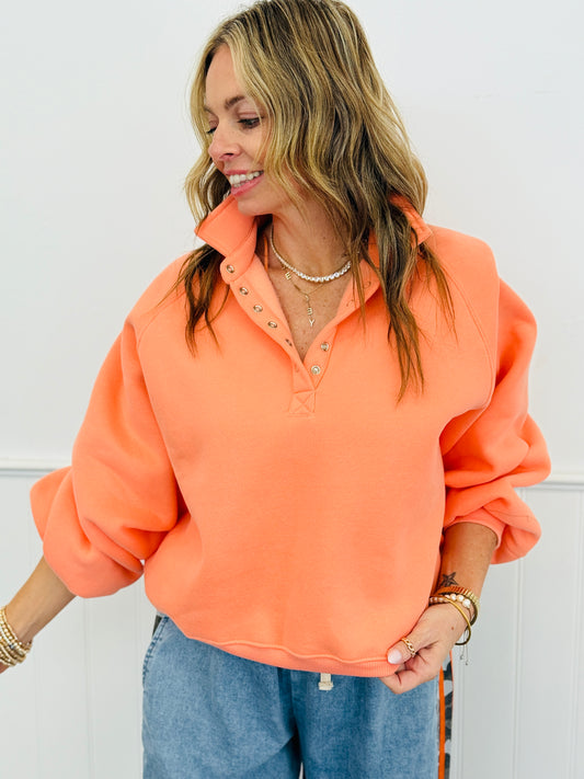 Coral Snap Button Pullover Sweatshirt (Reg.)