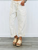 Cream Grommet Waist Denim Barrel Pants (Reg.)
