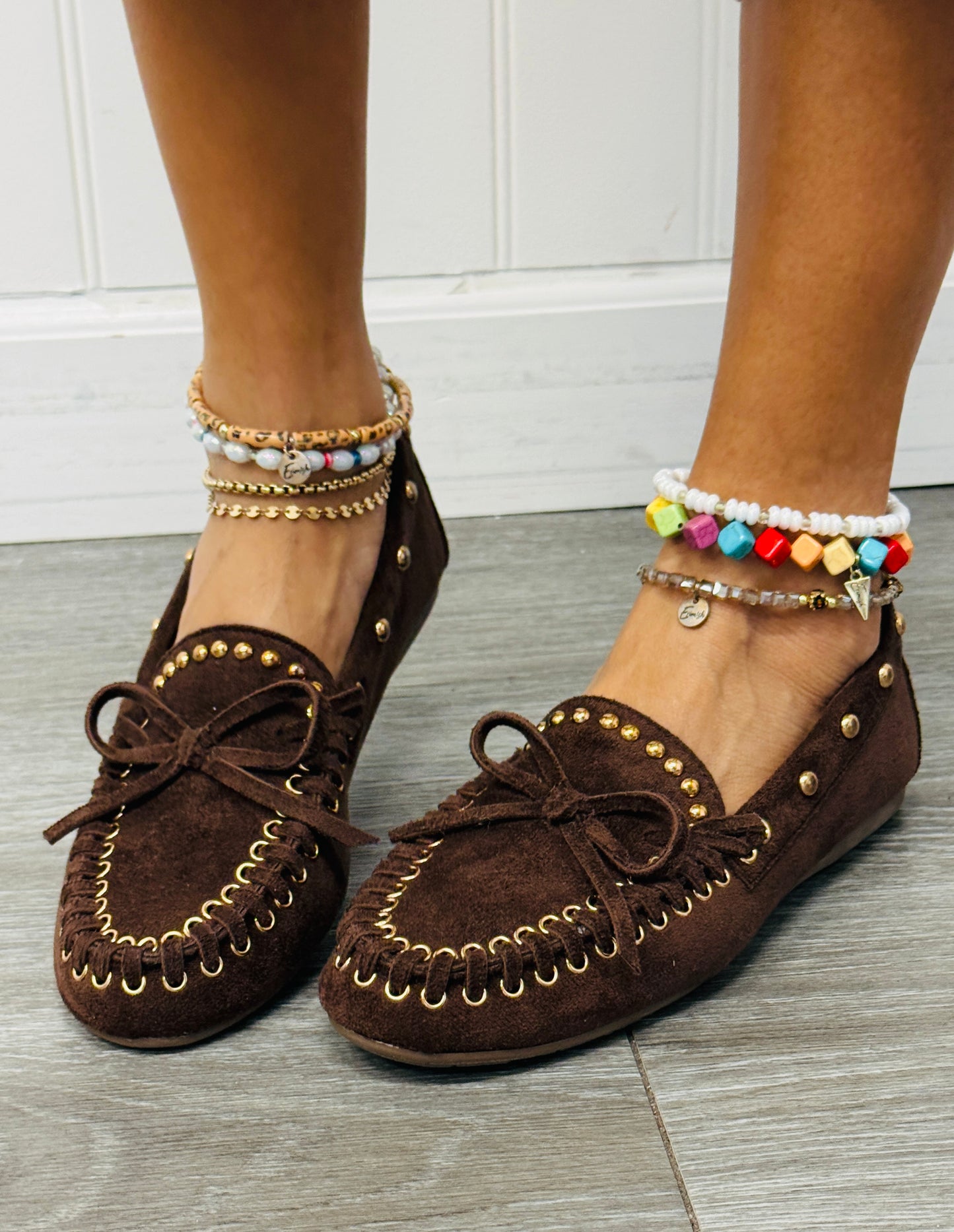 Brown Studded & Stunning Flats