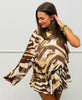Brown Safari Swirl One Shoulder Mini Dress (Reg.)