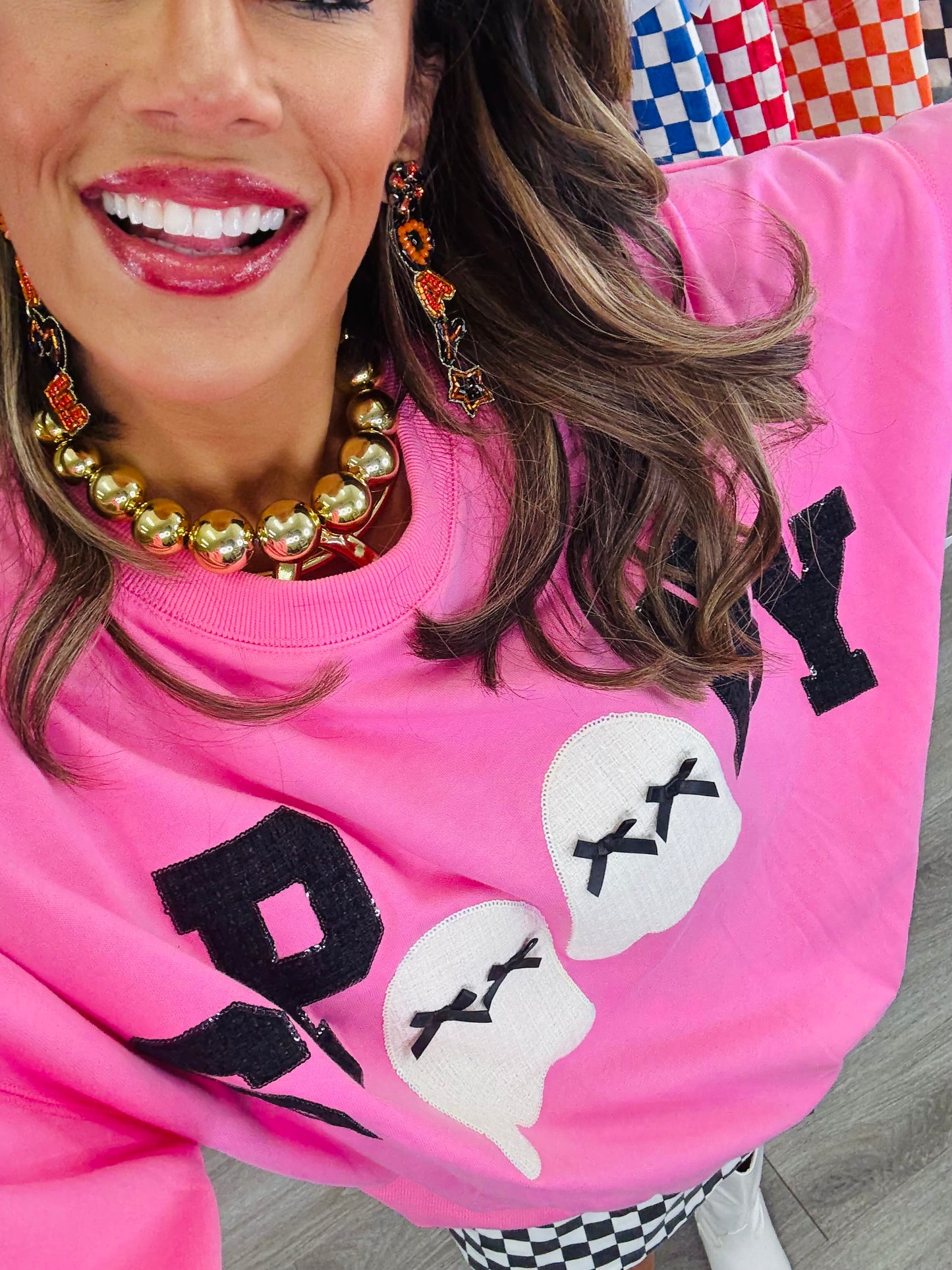 Sequin Spooky Ghost Patch Detail Sweatshirt (Reg.)