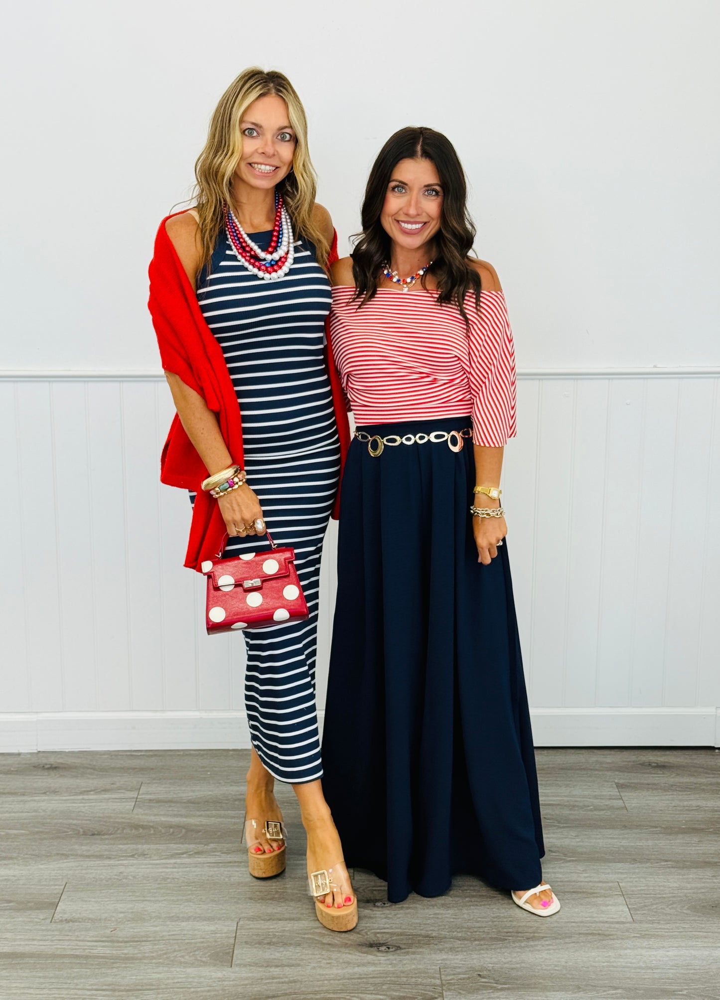 Red Striped Tie Back Top (Reg.)