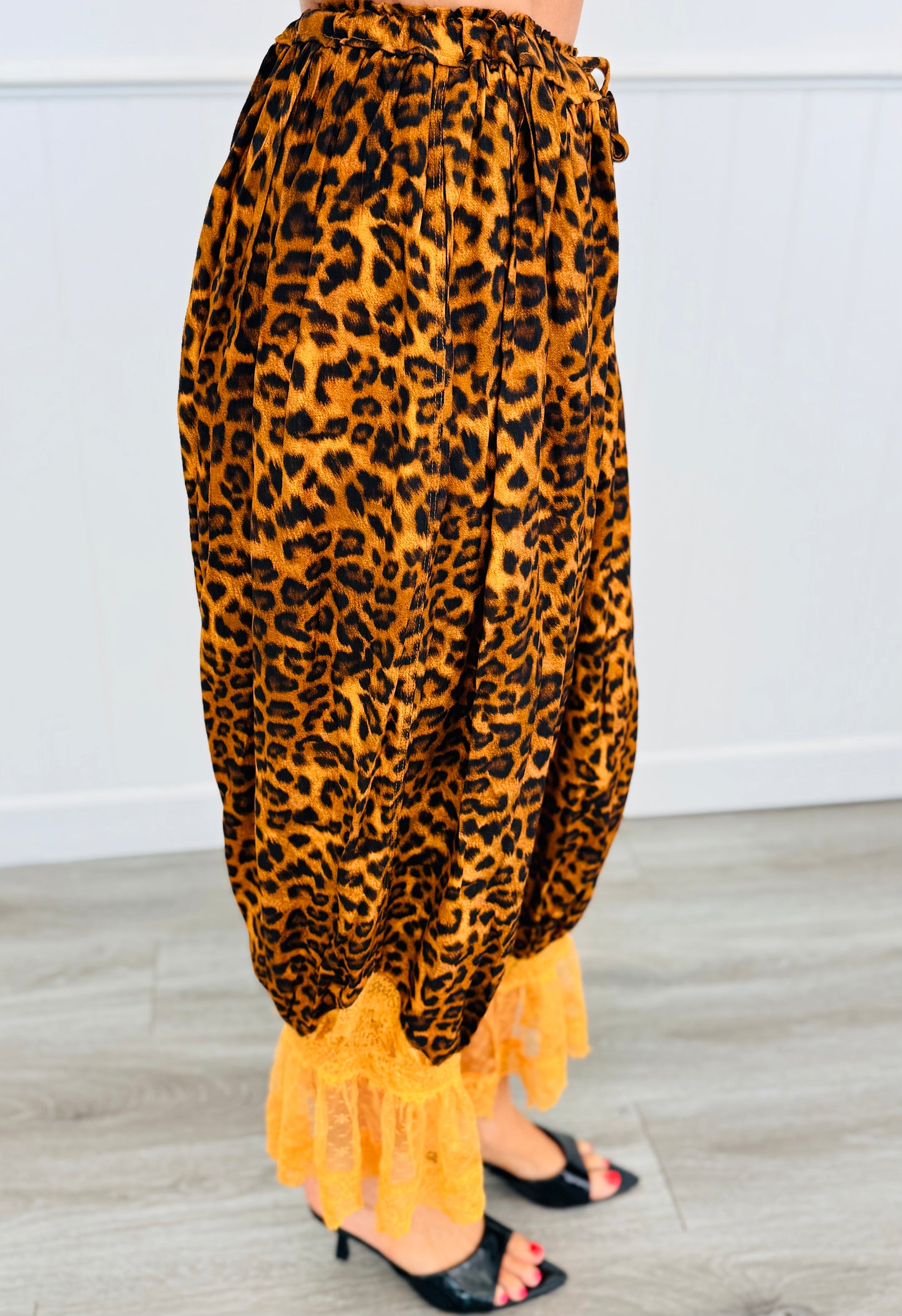 Brown Leopard & Lace Harem Pants (Reg & Plus)