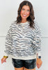 Queen Of Sparkles Cream & Black Zebra Sequin Sweatshirt (Reg. and Plus)