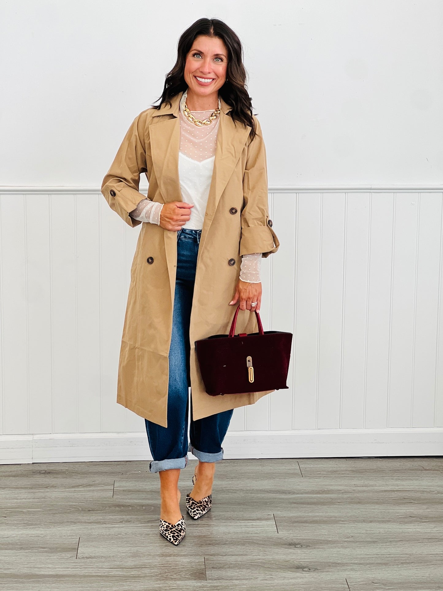 Belted Lapel Collar Trench Coat (Reg & Plus)-3 Colors