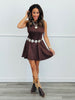 Chestnut Flared Suede Mini Dress (Reg.)