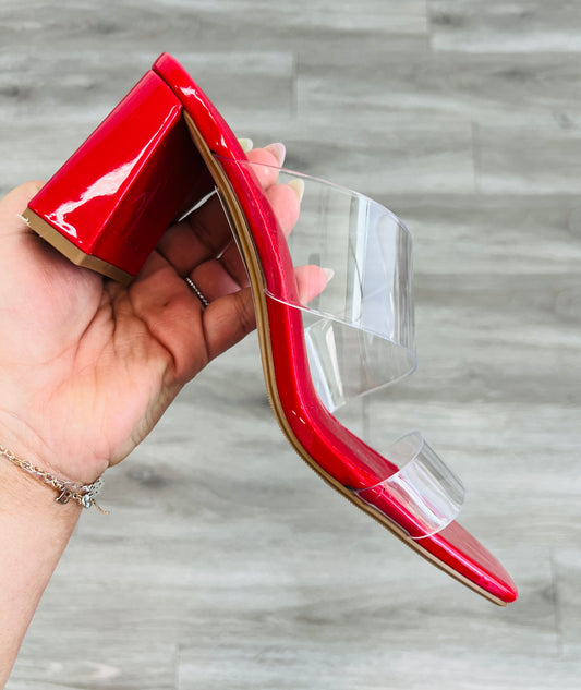 Red Clear Things Up Block Heels