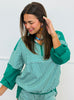 Green Stripe Half Zip Top & Shorts Set (Reg.)