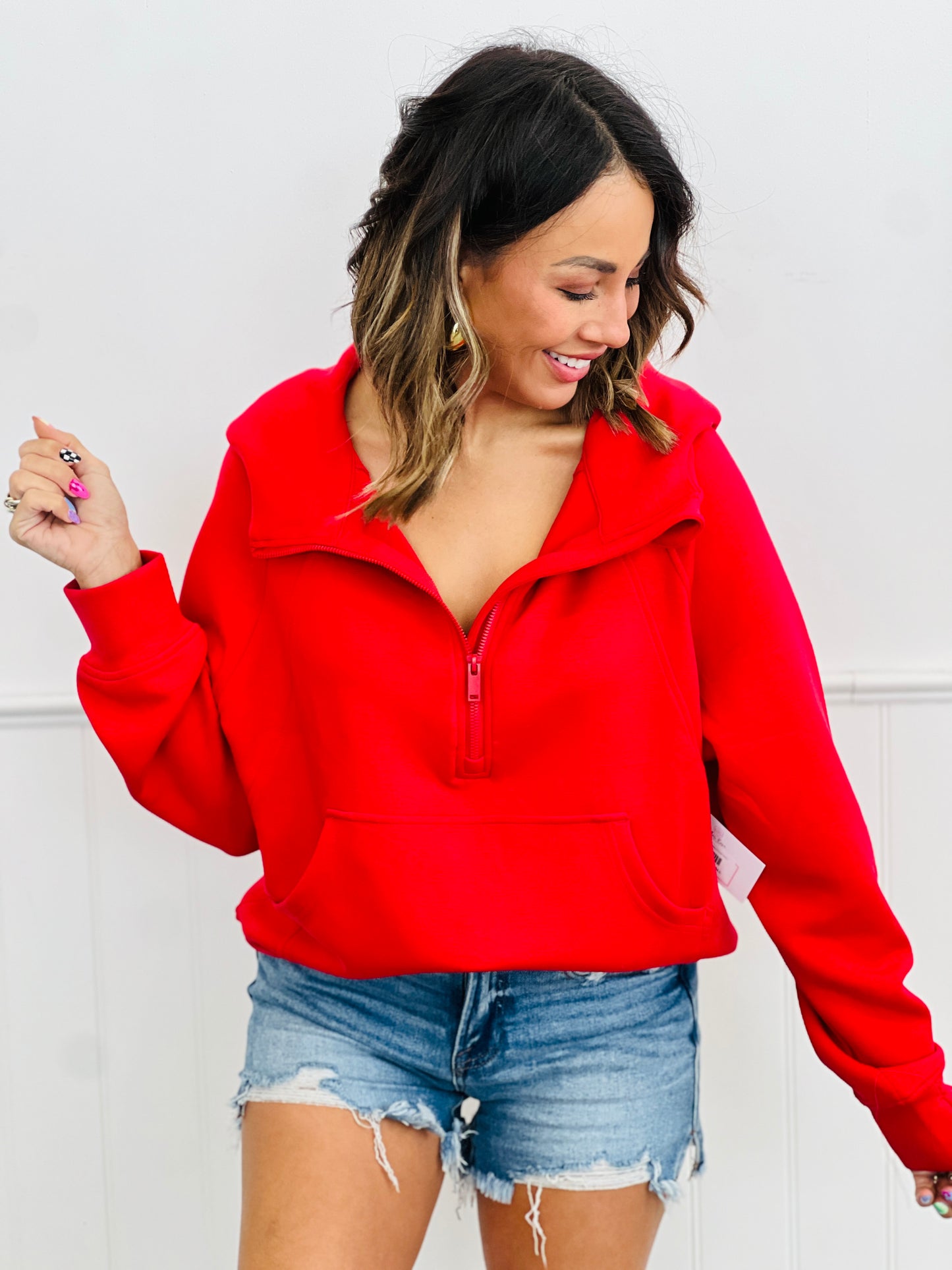 Half Zip Scuba Hoodie Remix (Reg & Plus)-4 Colors