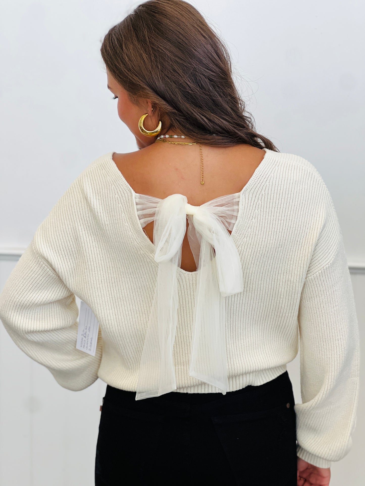 Back Bow Tie Sweater Knit Top (Reg.)-5 Colors