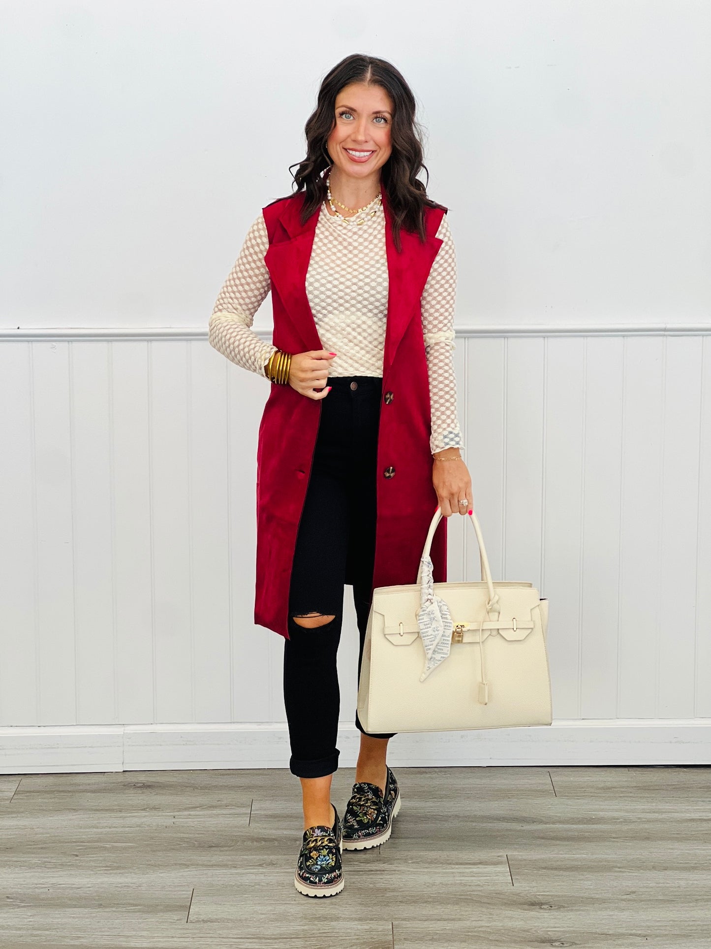 Faux Suede Longline Belted Vest (Reg & Plus)-3 Colors