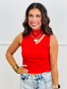 Mock Neck Cut Out Sleeveless Sweater Top (Reg.)-2 Colors
