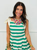 Green Striped Crop Top & Skirt Set (Reg. and Plus)
