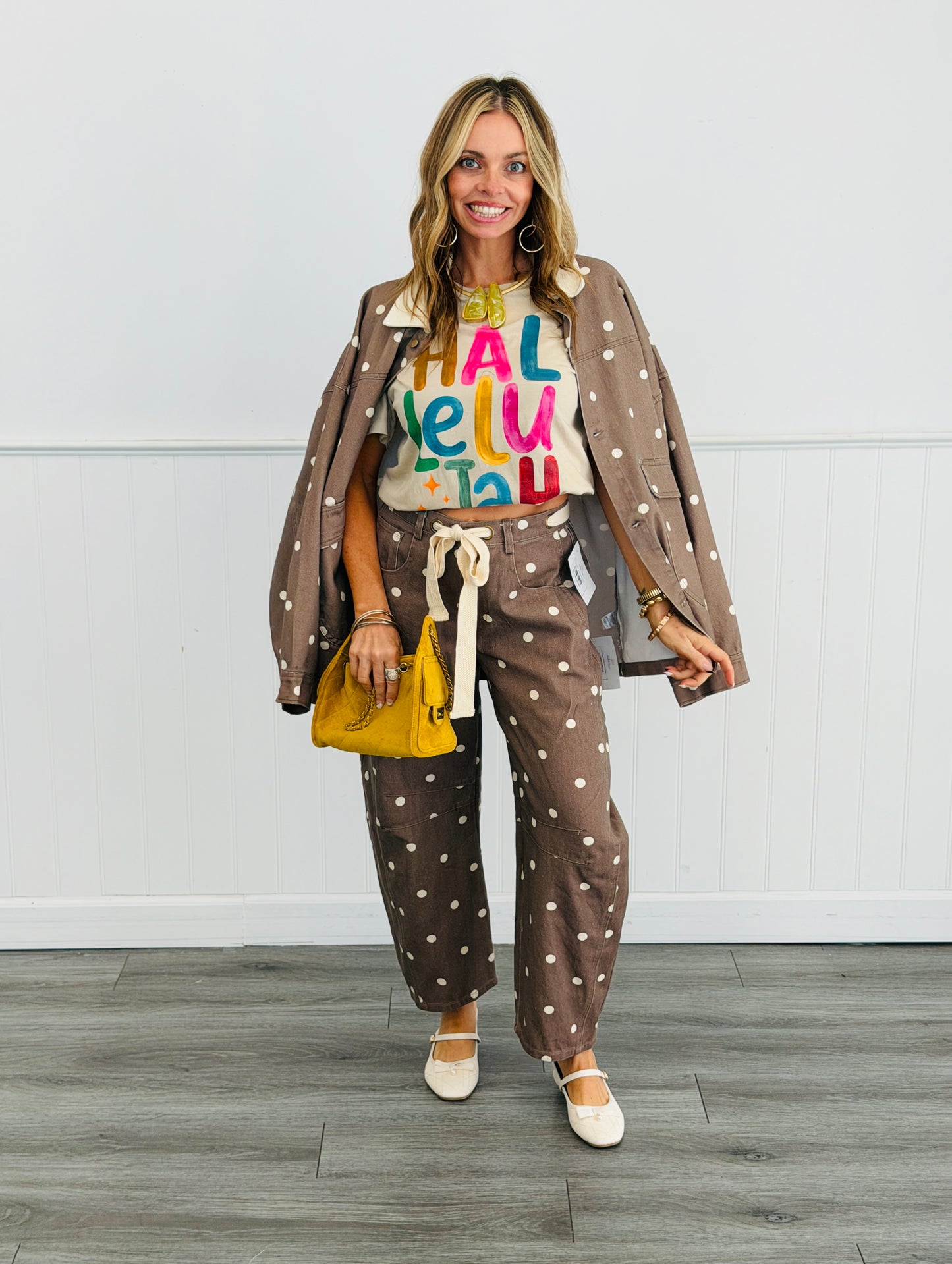 Brown/Ivory Polka Dot Barrel Pants (Reg.)