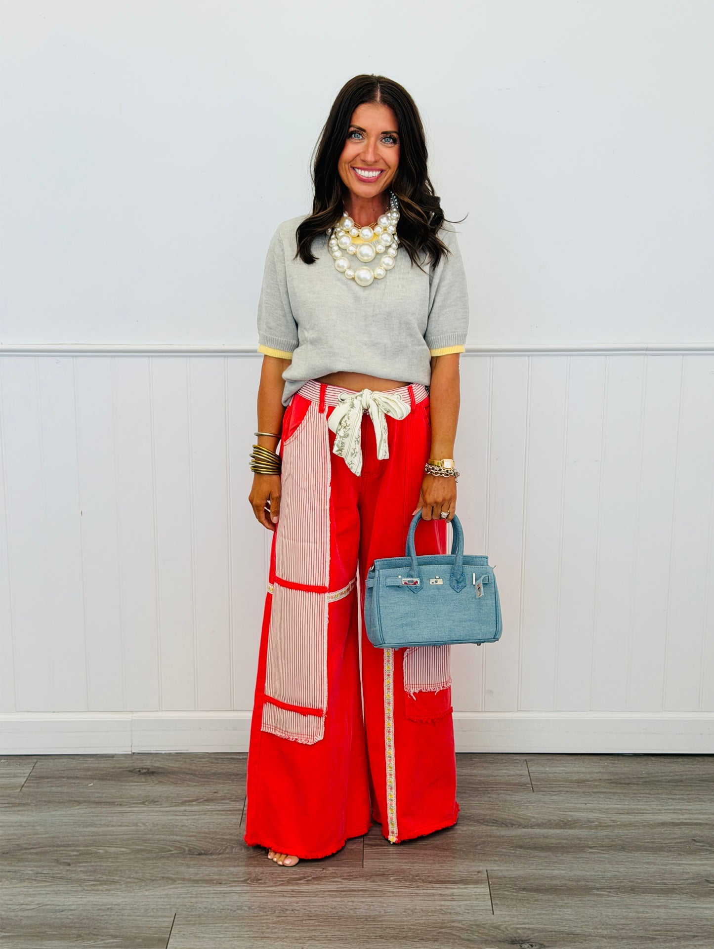 POL Apple Red Contrast Stripe Pants (Reg.)