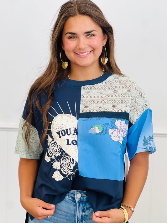 Navy Multi Patchwork Top (Reg & Plus)