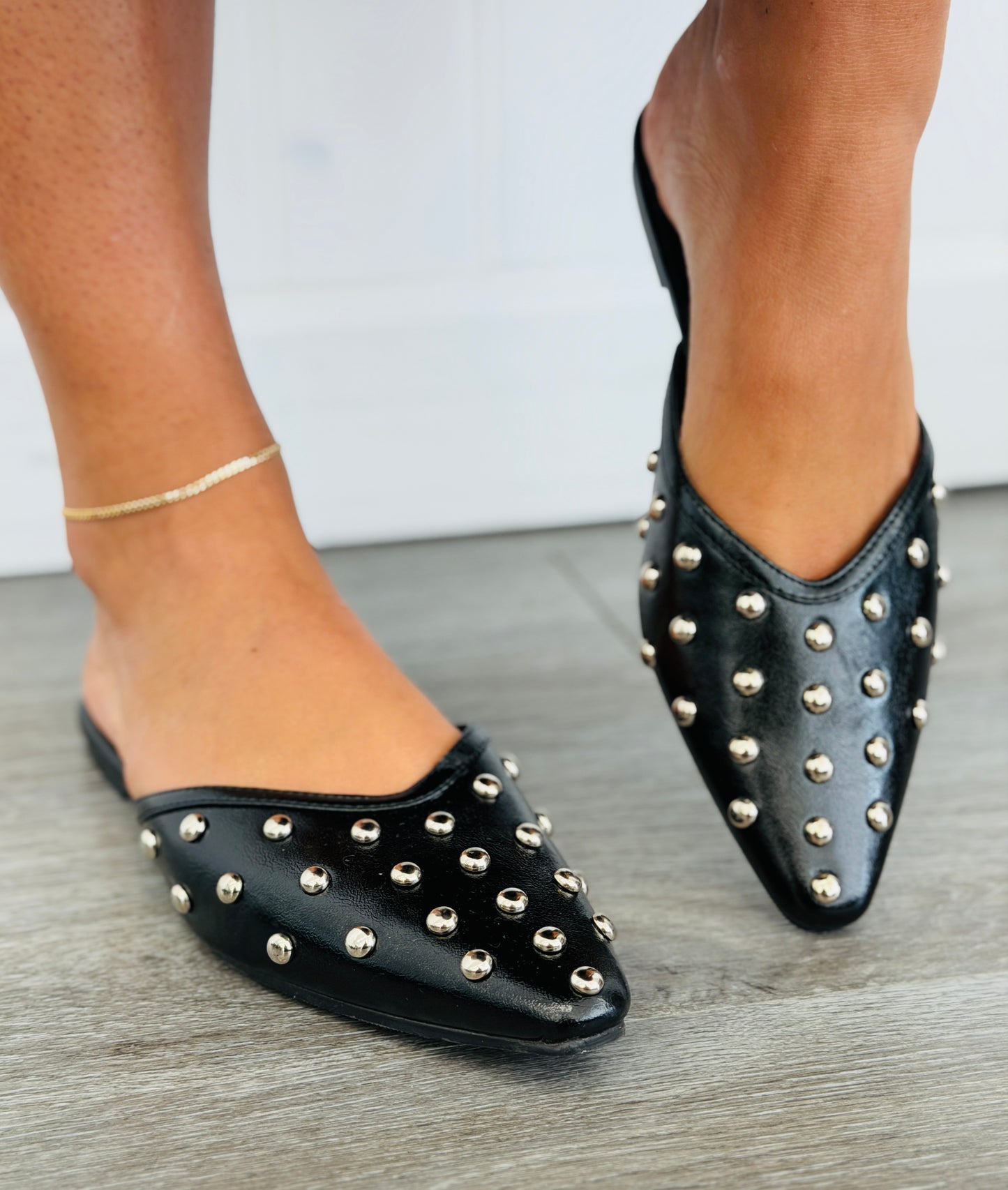 Black Studded Sophistication Flats
