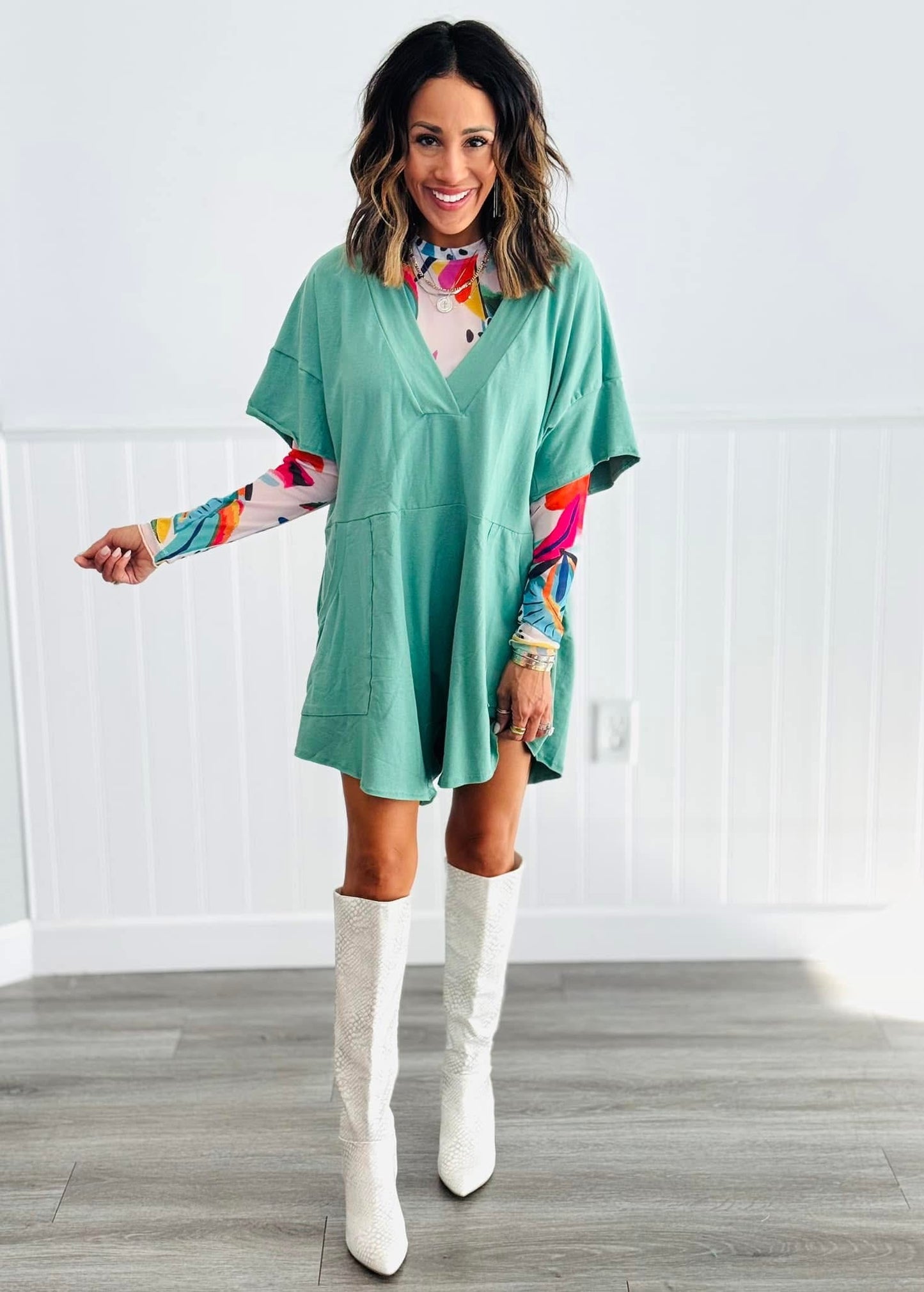 Tropical Print Mesh Top (Reg. and Plus)