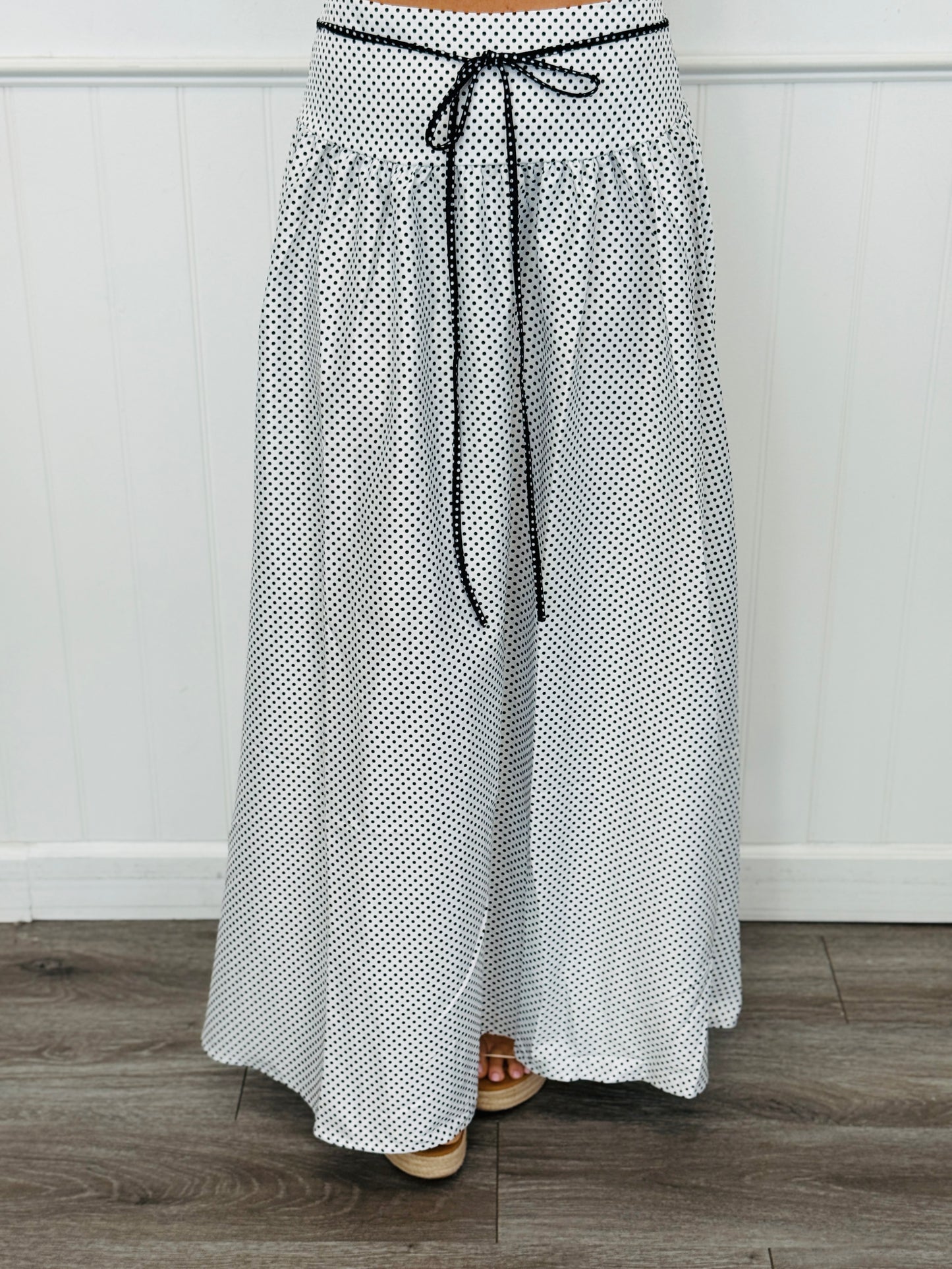 White/Black Dot Top & Maxi Skirt Set (Reg.)