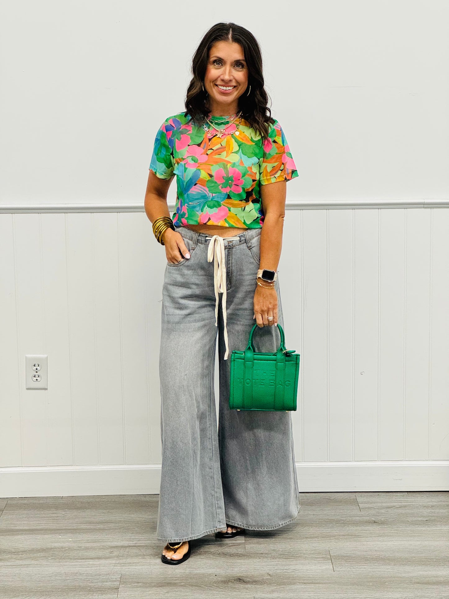 Washed Denim Wide Leg Wonder Pants (Reg & Plus)
