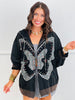POL Black Butterfly Zip Up Hoodie Top (Reg.)