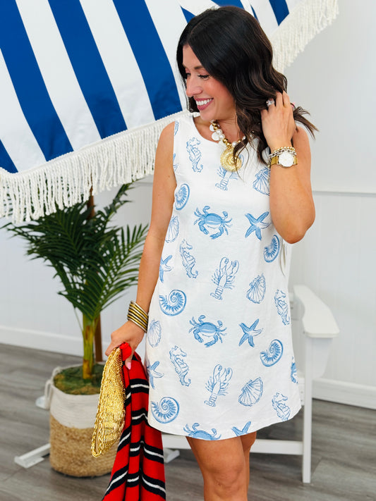 Multi Sea Print Mini Dress (Reg.)