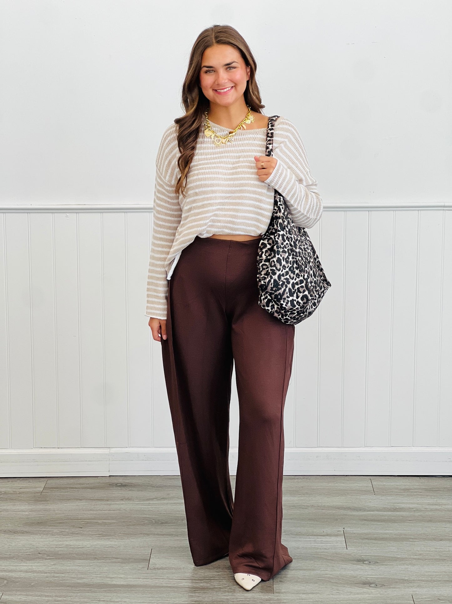 Striped Round Neck Sweater Top (Reg.)-2 Colors