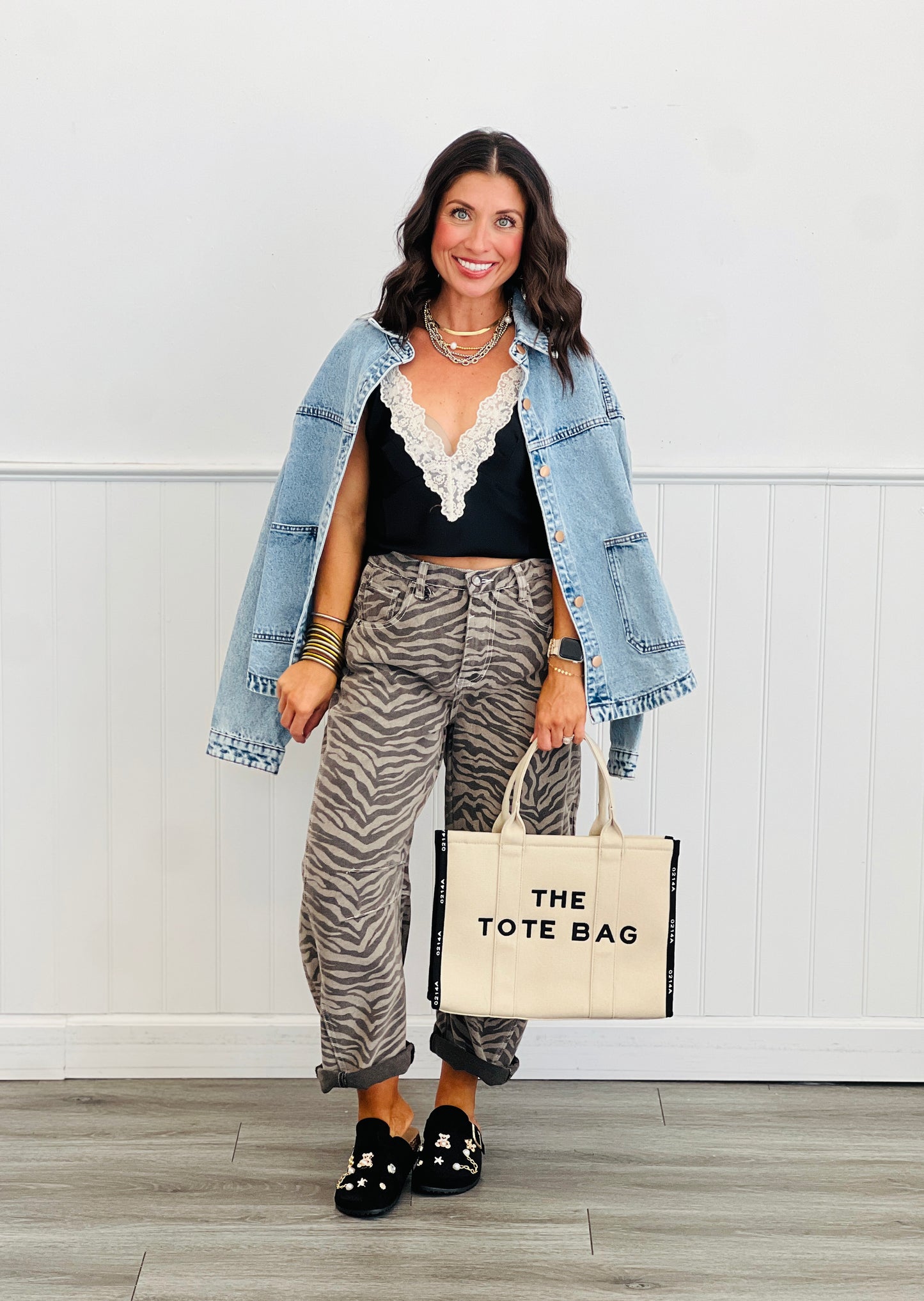 Mocha Zebra Print Barrel Jeans (Reg.)