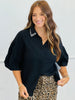 Black Embellished Collar Blouse (Reg. and Plus)