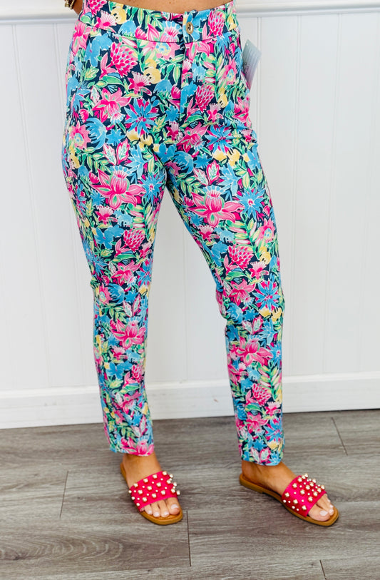 Dear Scarlett Navy Multi Print Pants (Reg. and Plus)