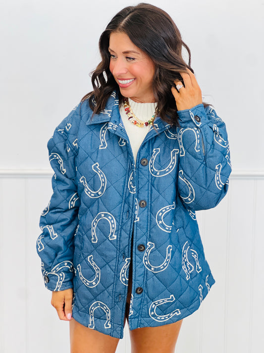 Denim Multi Quilted Horseshoe Print Jacket (Reg.)