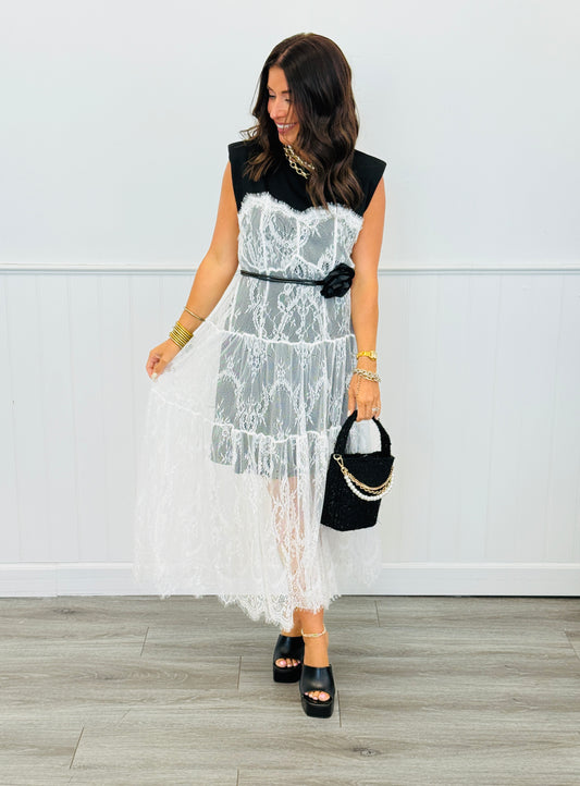 Black Lace Sleeveless Shirt Dress (Reg.)
