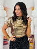 Metallic Embrace Ruched Blouse (Reg.)-4 Colors