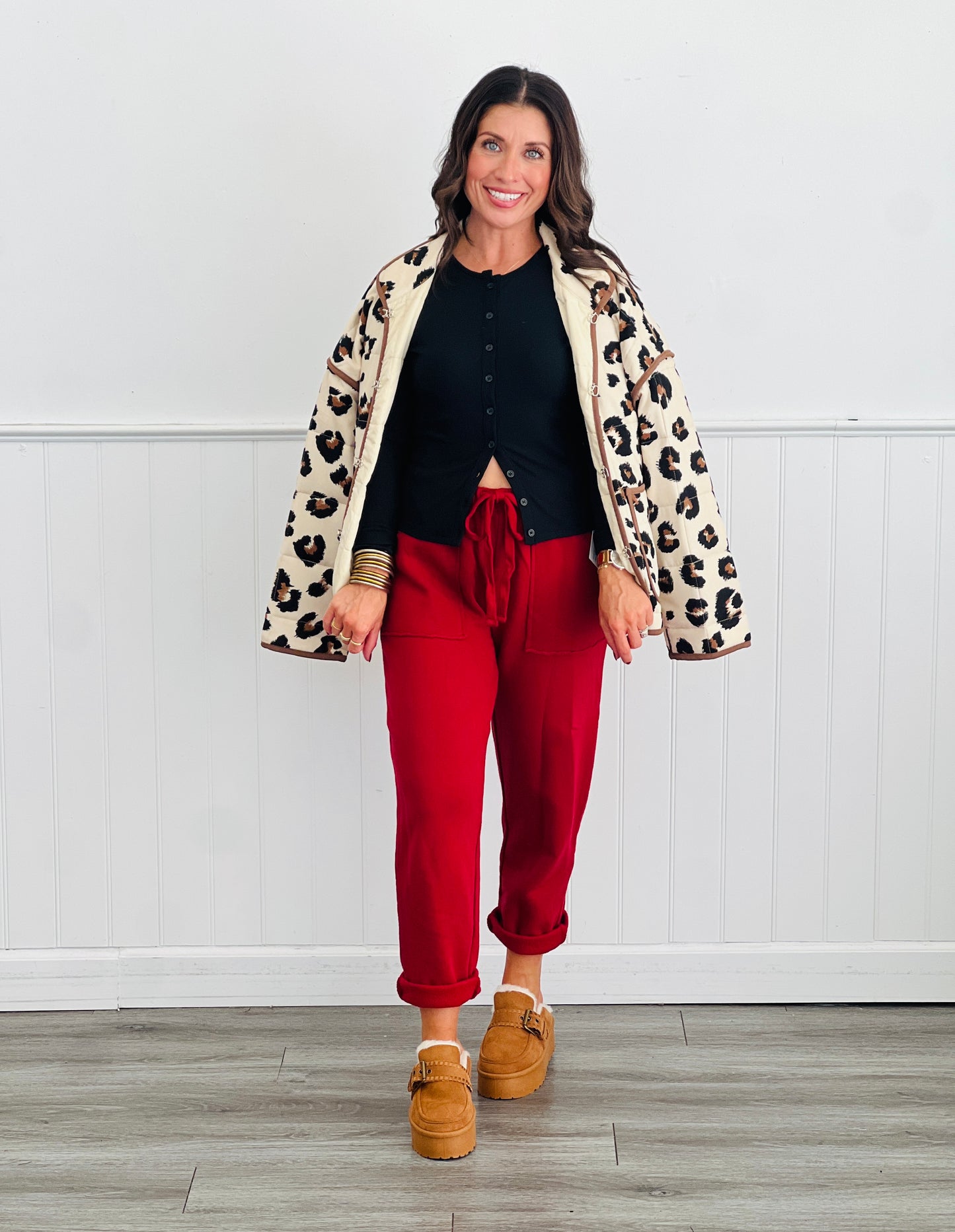 Split Hem Button Down Knit Top (Reg.)-3 Colors