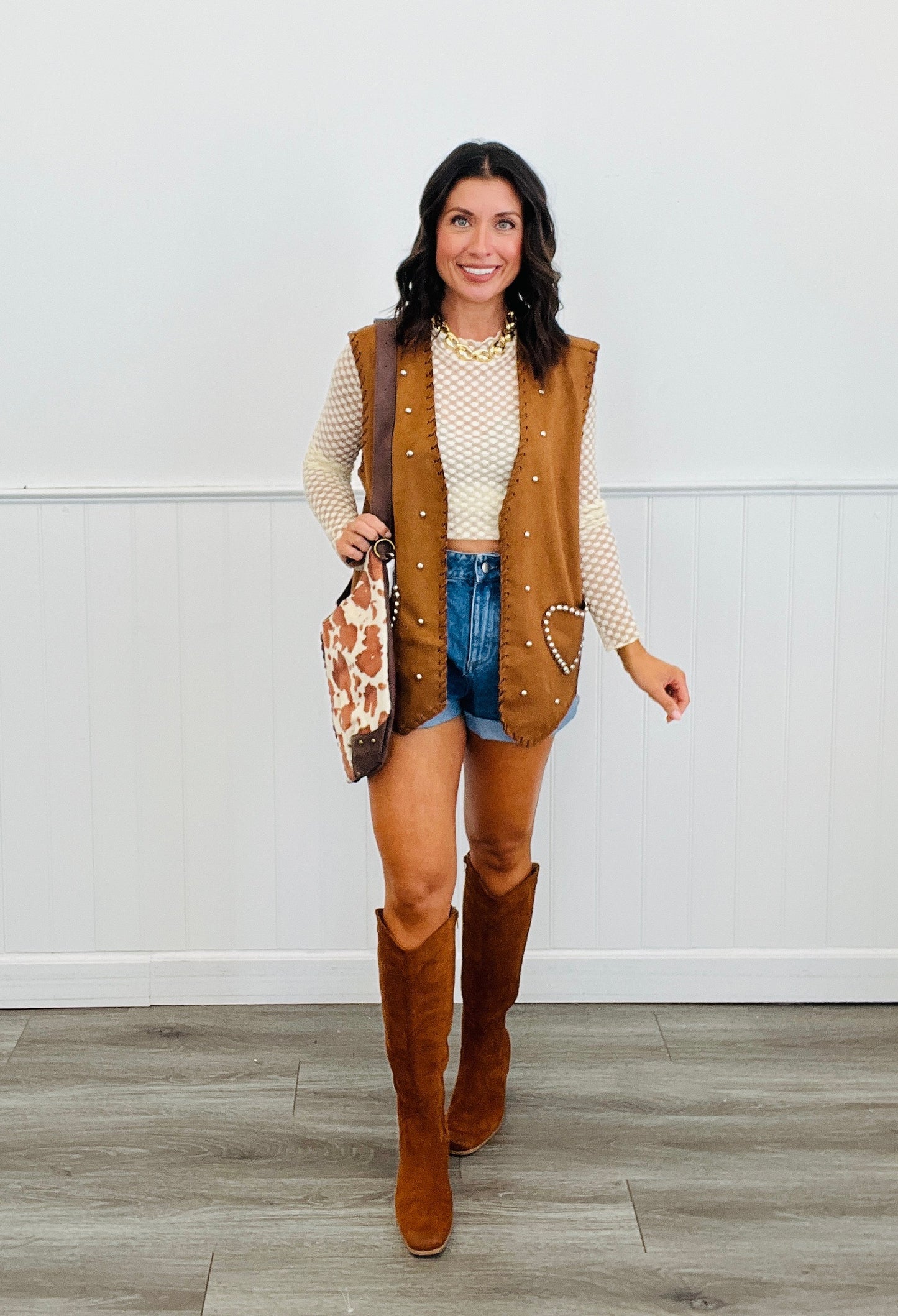 Pleated Denim Shorts (Reg.)