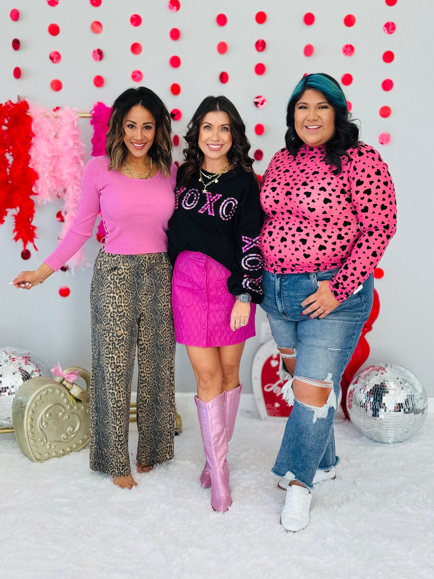 Hot Pink Velvet Heart Mesh Top (Reg. & Plus)