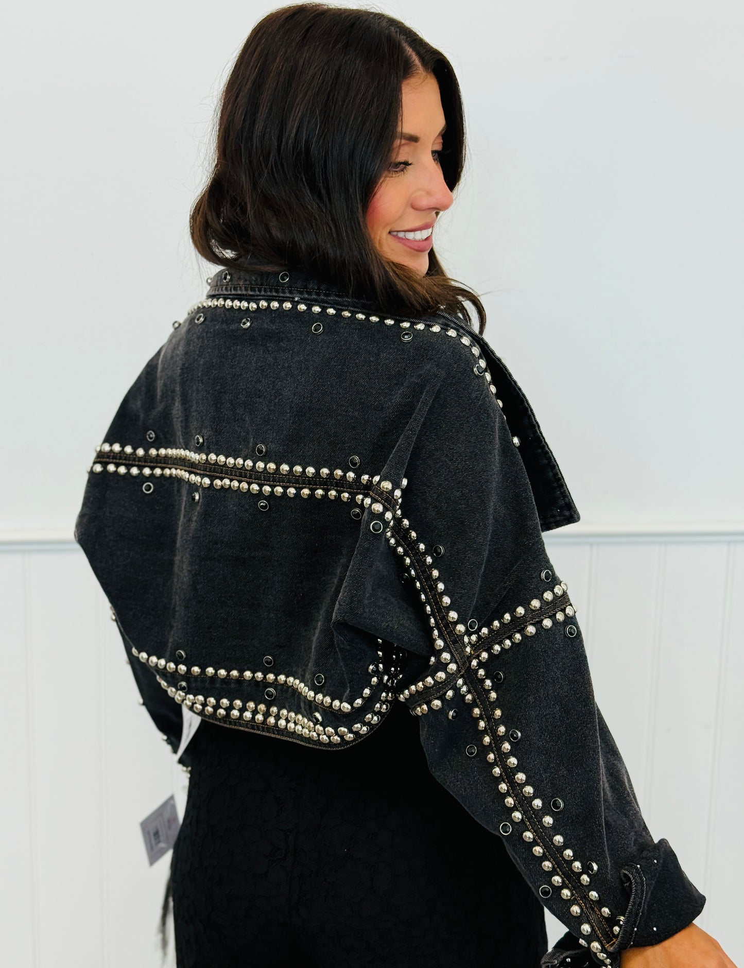 Denim Studded Bolero Shrug Jacket (Reg.) - 2 Colors
