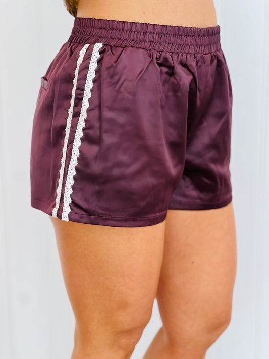 Maroon Silky Side Stripe Boxer Shorts (Reg.)
