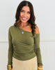 Ruched One Shoulder Long Sleeve Top (Reg.) - 4 Colors