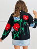 Black Floral Long Sleeve Sweater Top (Reg.)