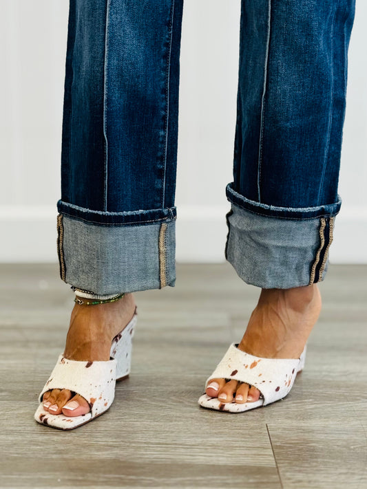 Cow Print Step Up Sister Wedge Sandals