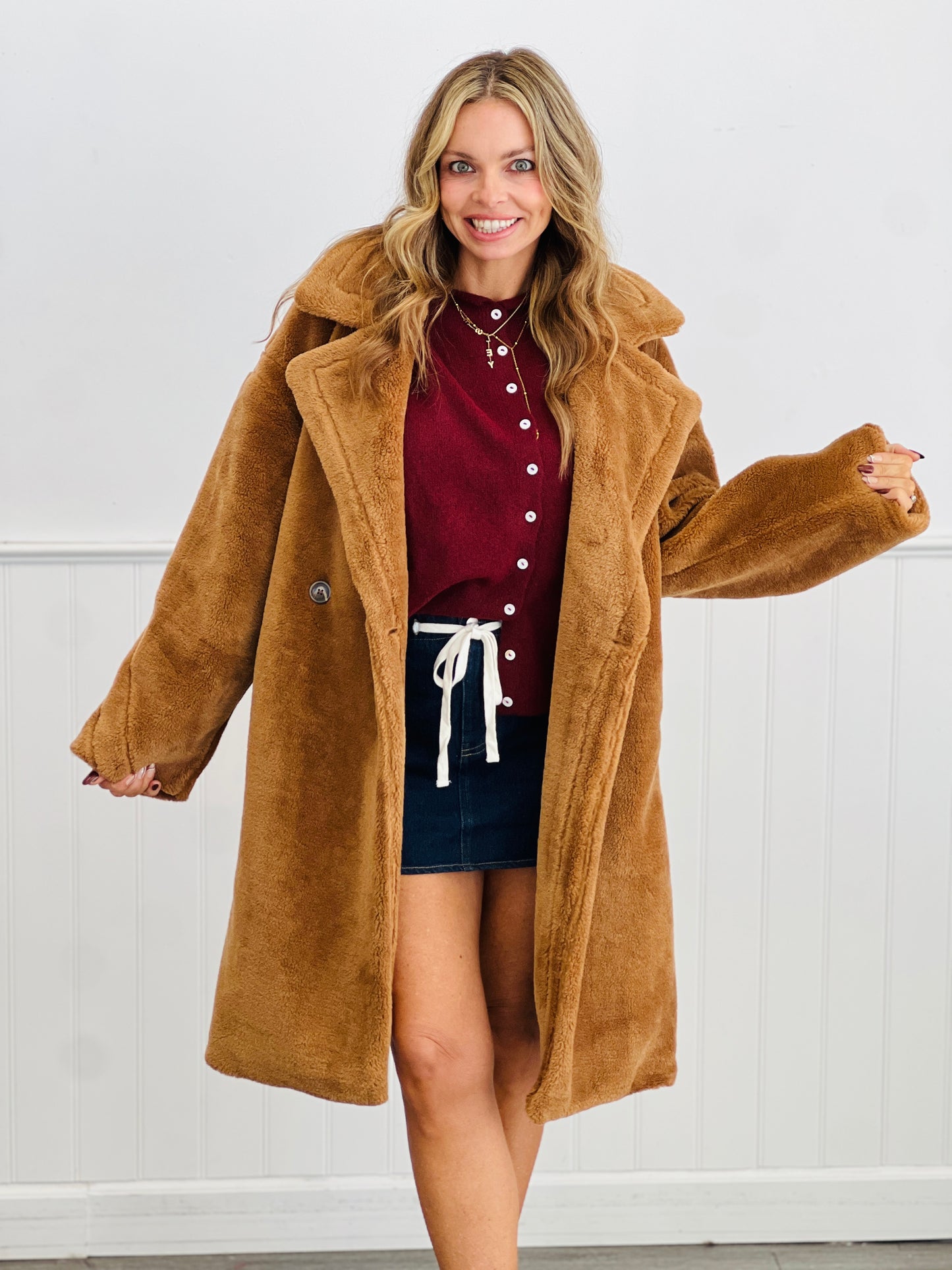 Carmel Double Breasted Faux Fur Coat (Reg.)