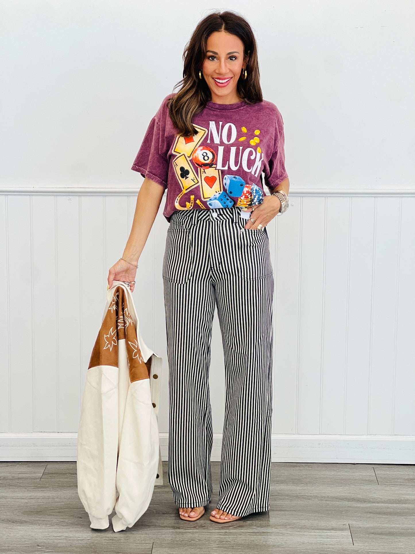 Black & Tan Striped Straight Jeans (Reg.)