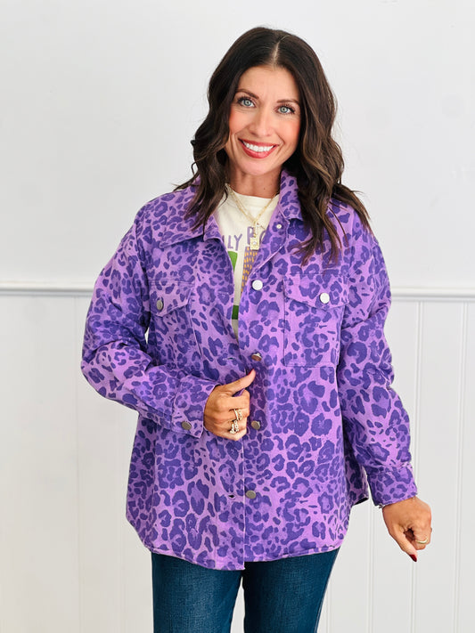 Lavender Bold Leopard Print Shacket (Reg & Plus)